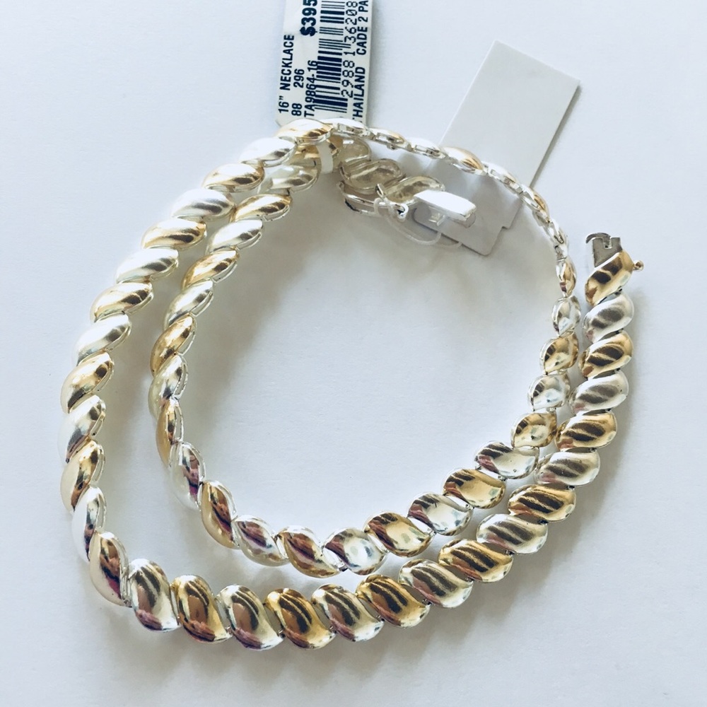 $440 24kt Gold Sterling Silver 2 Tone Necklace NWT - Picture 8 of 8